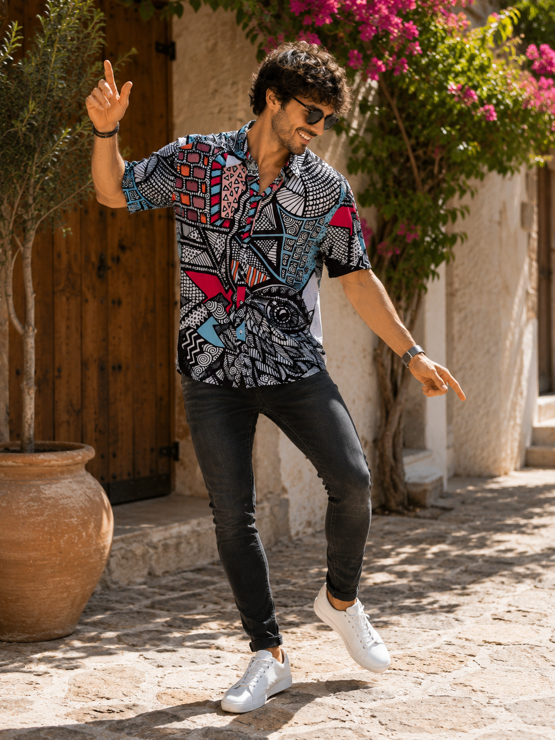 African Garden Print Shirt
