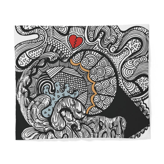 Doodle Heart Art Cotton Duvet Cover