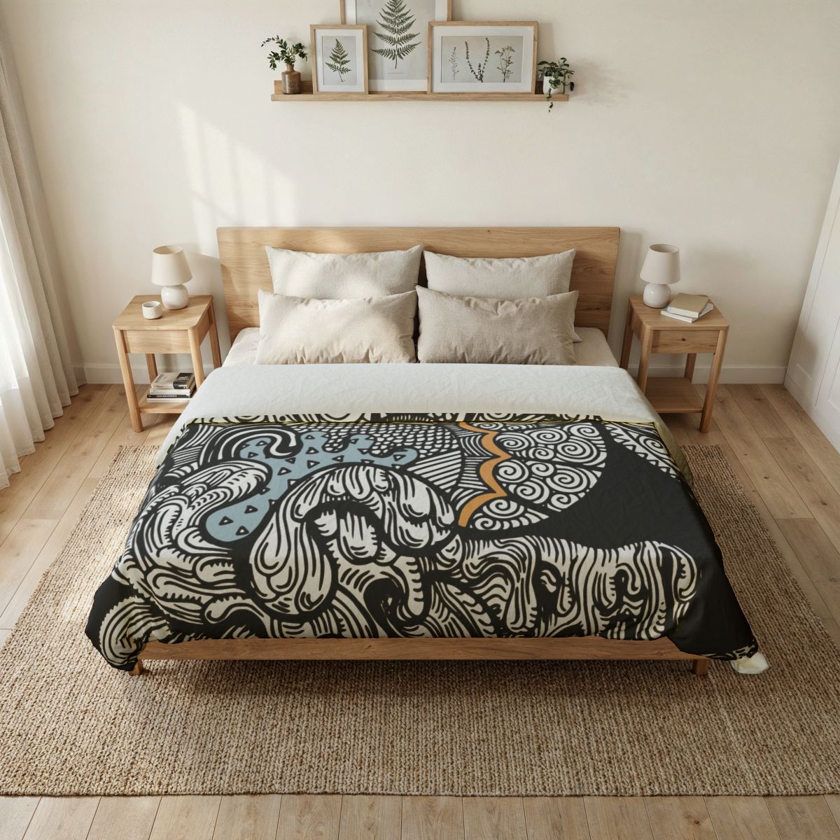 Doodle Heart Art Cotton Duvet Cover