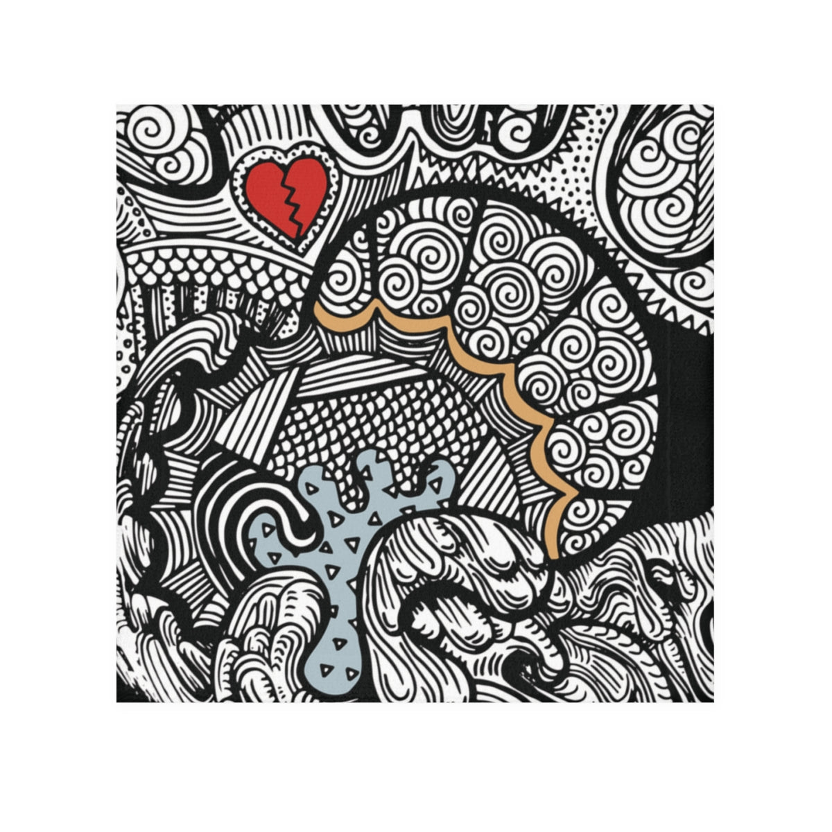 Doodle Heart Face Towel