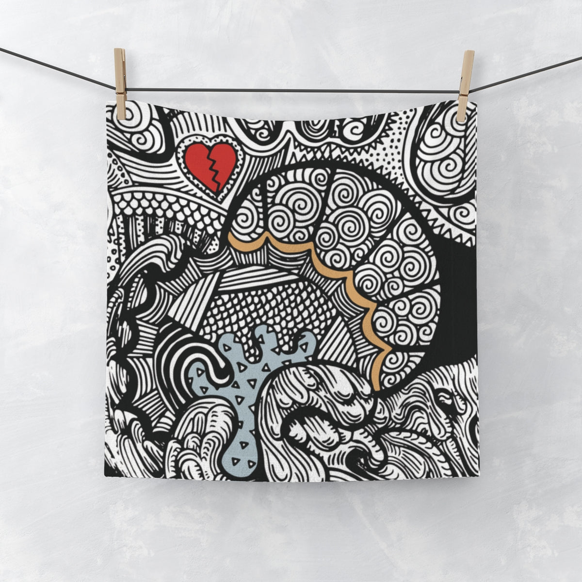 Doodle Heart Face Towel