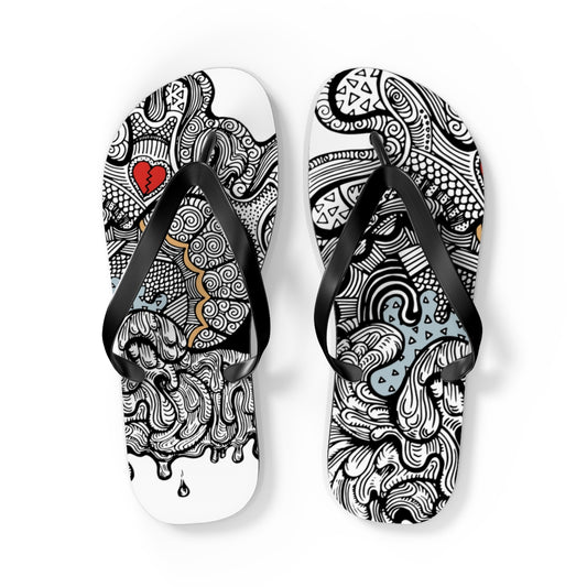 Doodle Heart Flip Flops