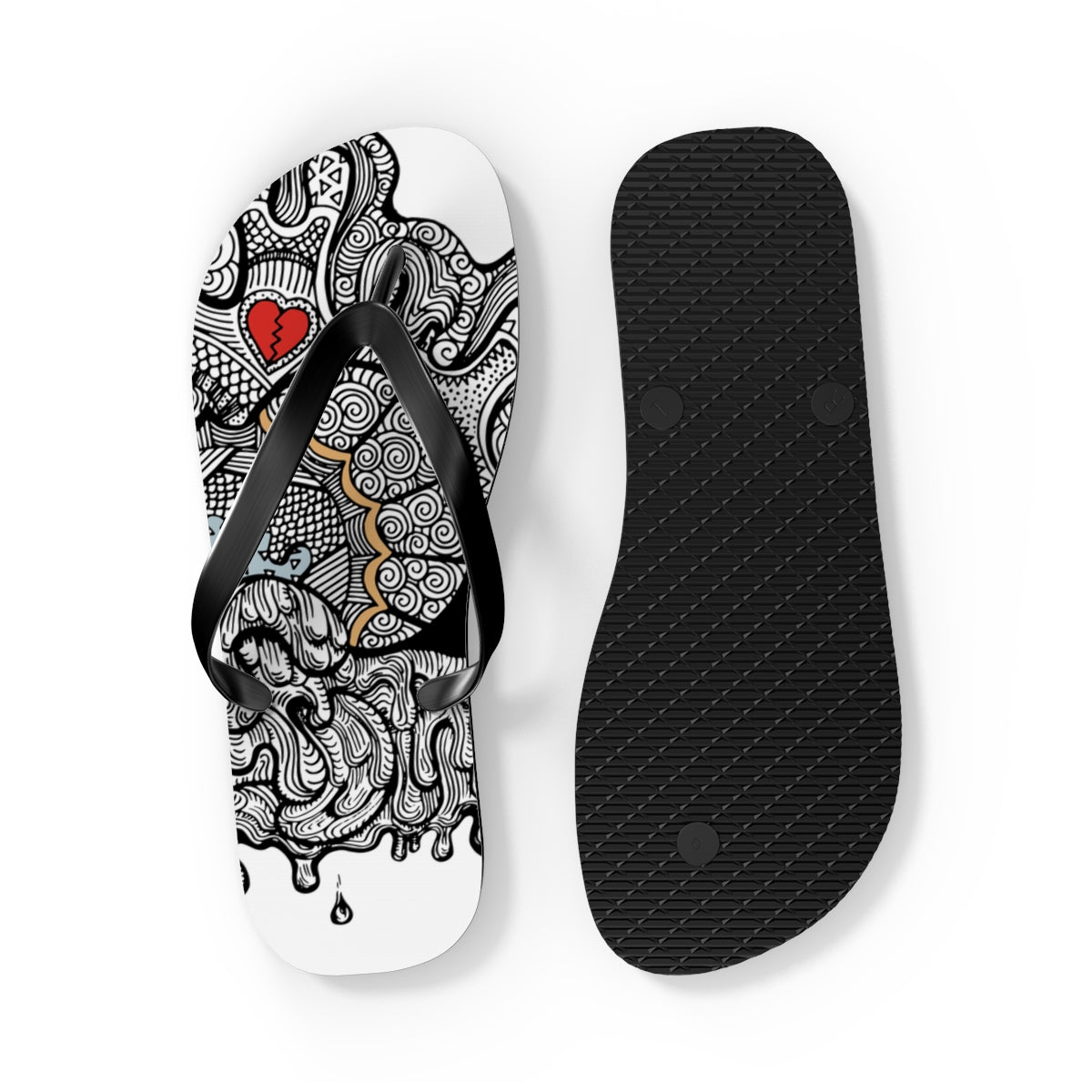Doodle Heart Flip Flops