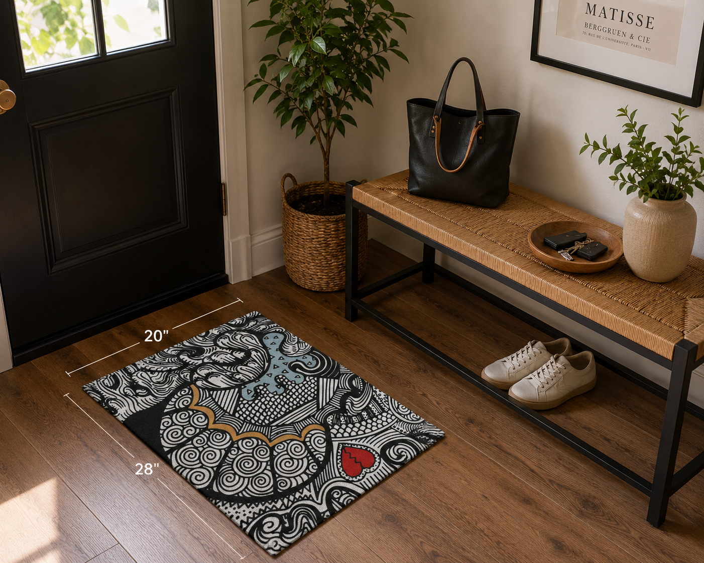 Doodle Heart Door Mat