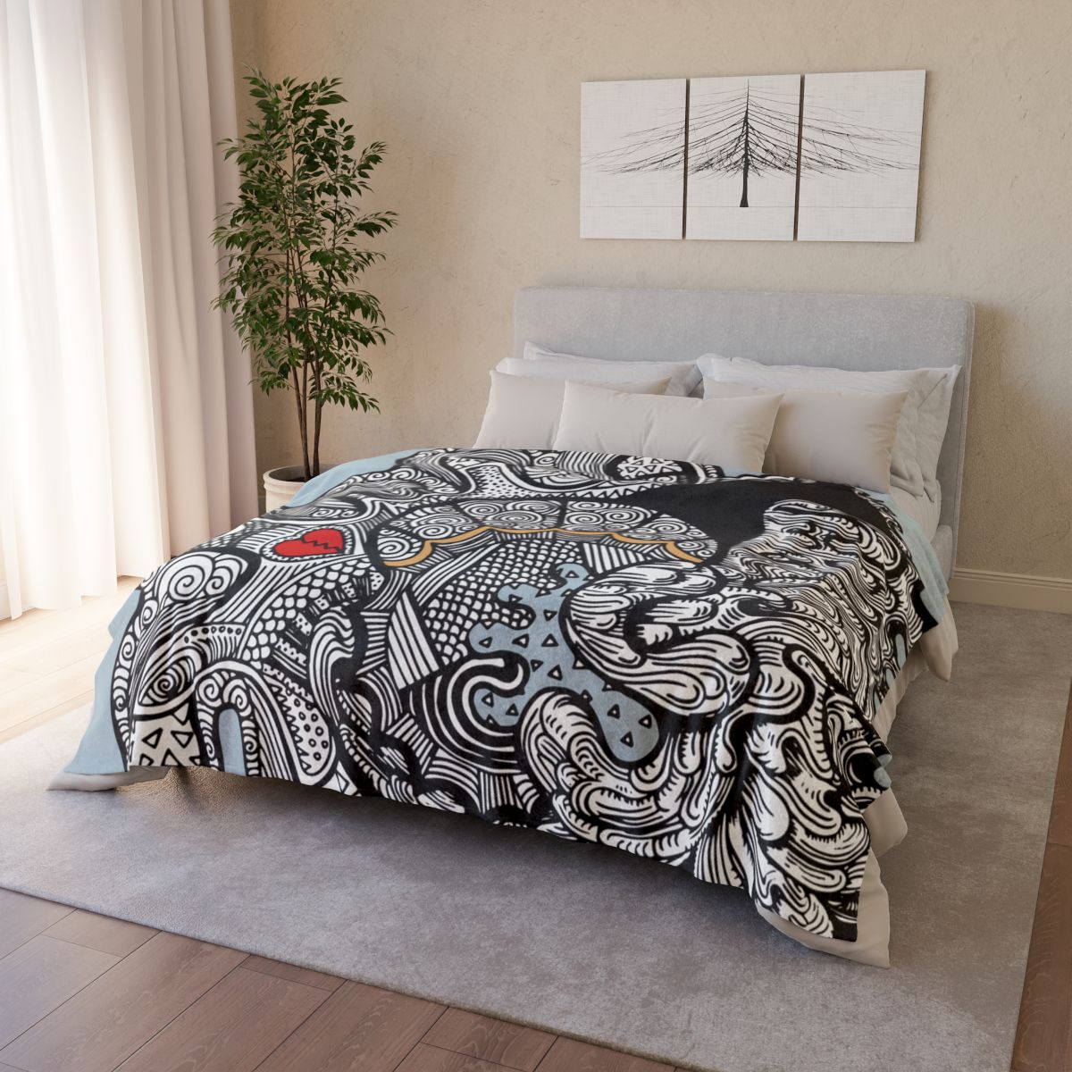 Doodle Heart Blanket