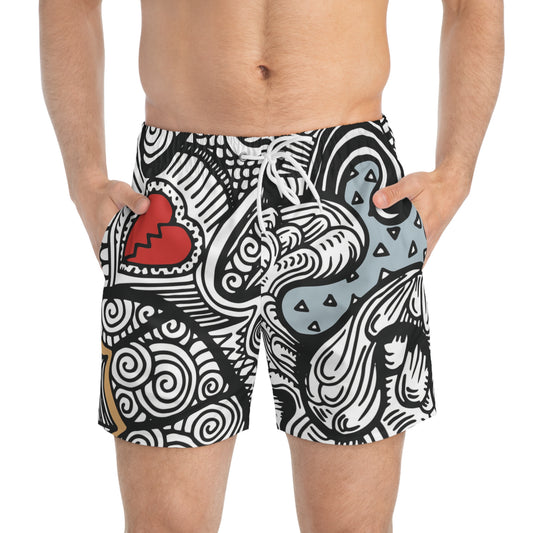 Doodle Heart Swim Shorts