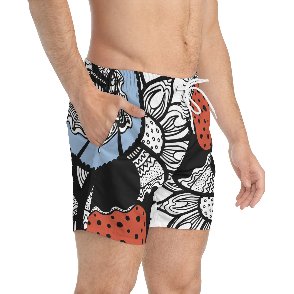 Half Heart Flowers Swim Shorts