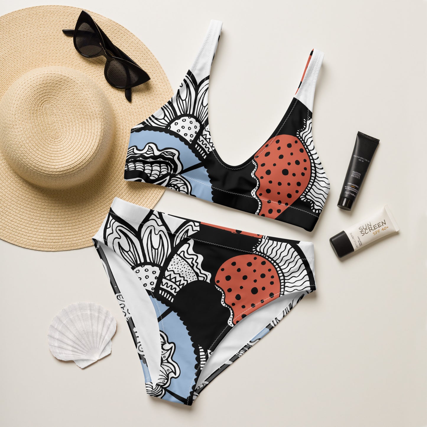 Half Heart High Waist Bikini