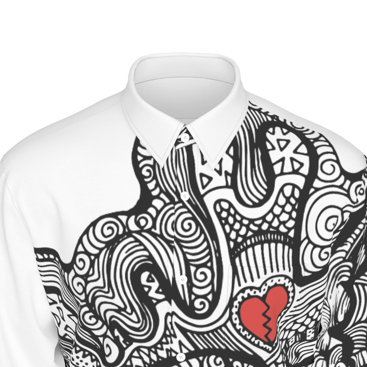 Doodle Heart Cotton Shirt